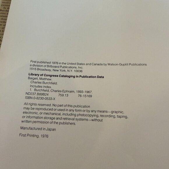 1976 1ST ED Charles Burchfield by Matthew Baigell Coffee Table Book - Picture 16 of 17